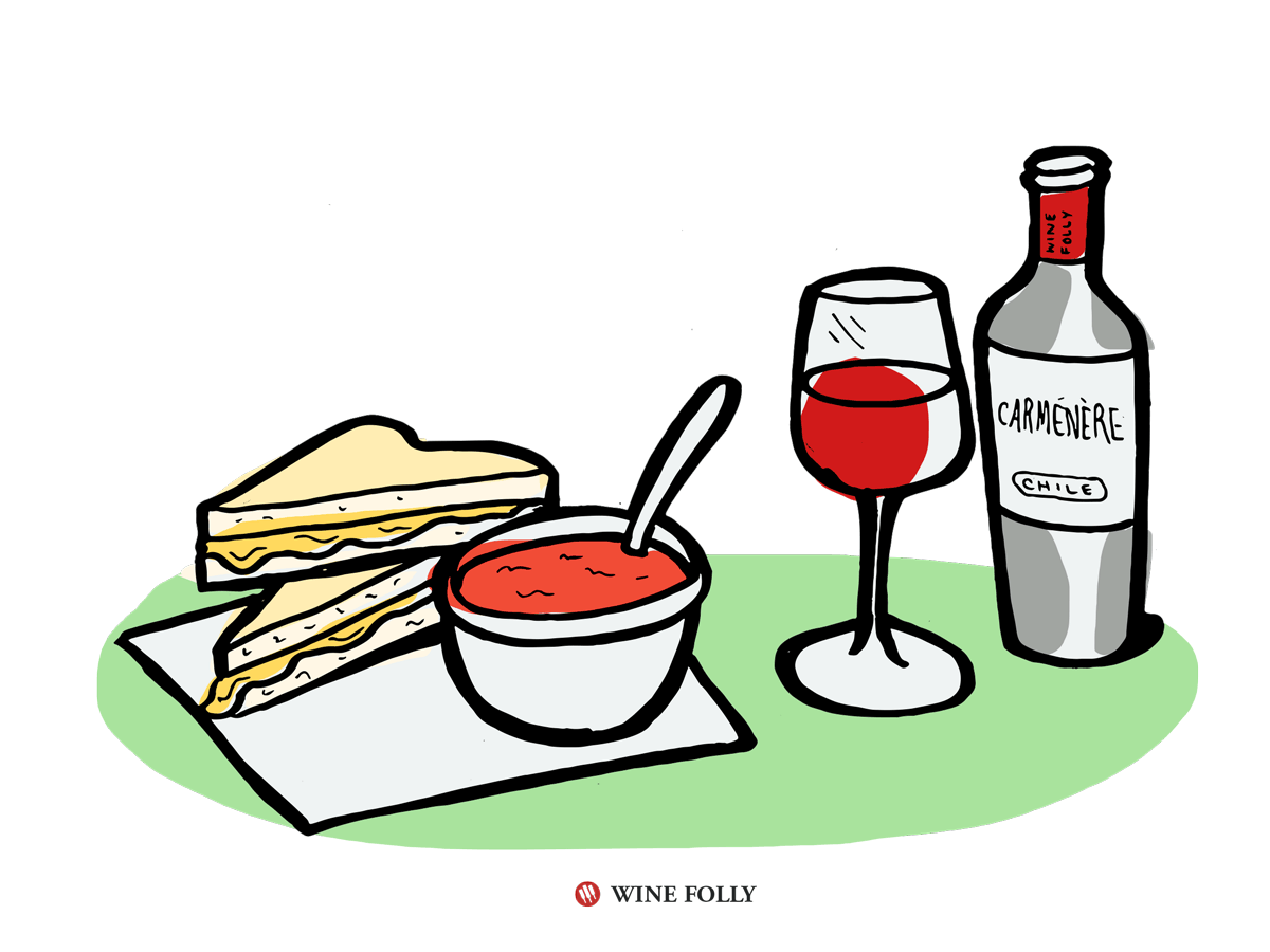 Grilled Cheese and Tomato Soup Pairs with Carménère Wine