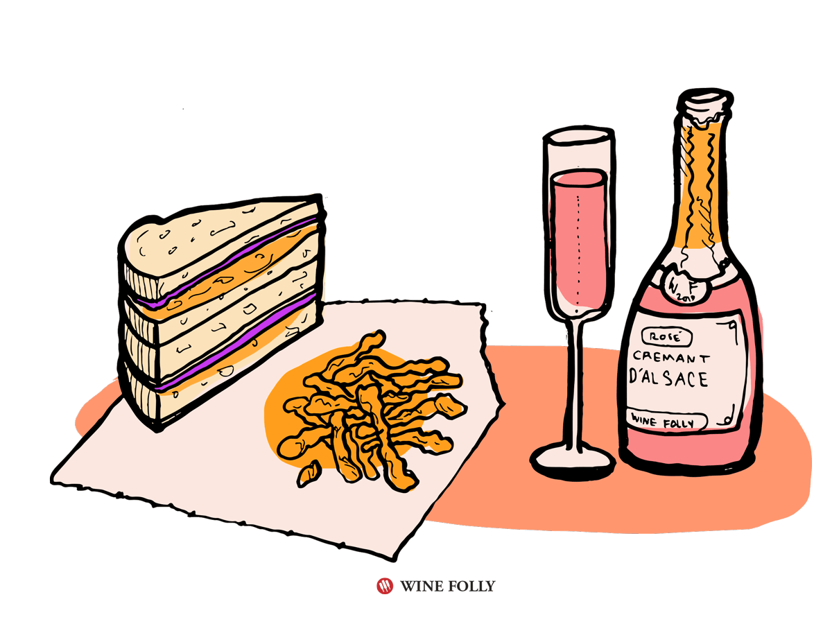 PBandJ with Cheetohs Pairs Well with Crémant Rosé Sparkling Wine 
