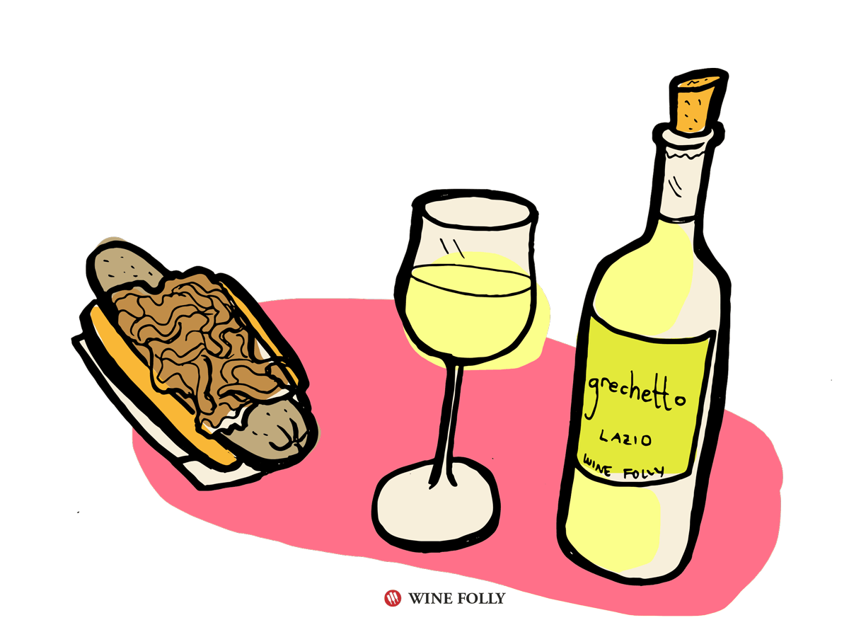 Polish Sausage with Grilled Onion Wine Pairing: Grechetto 