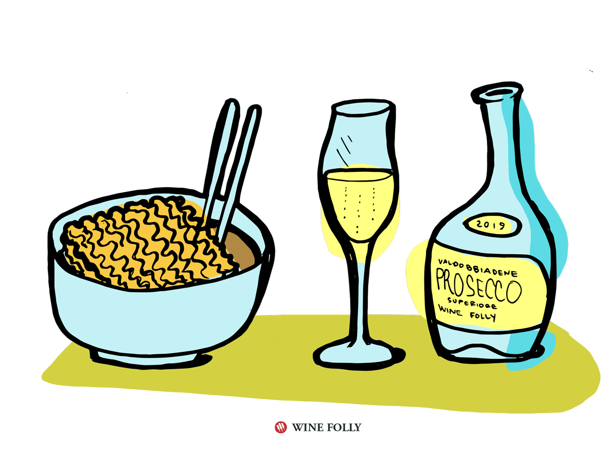 Try Pairing Ramen Noodles with Prosecco or Lambrusco